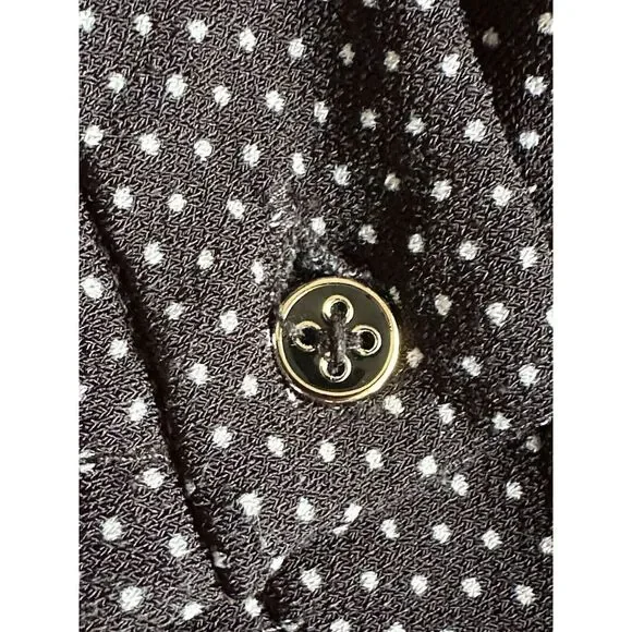 Adrianna Papell Ruffle‎ Neck  Top Women's Size L Large Pindot Black White - Picture 13 of 14